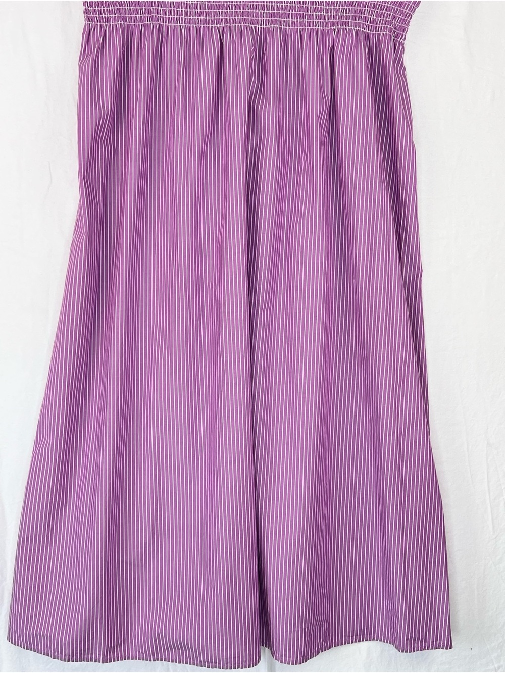 Loft Striped Poplin Midi Dress XL Lavender Purple Cotton Casual Boat Neck Preppy - Picture 9 of 13